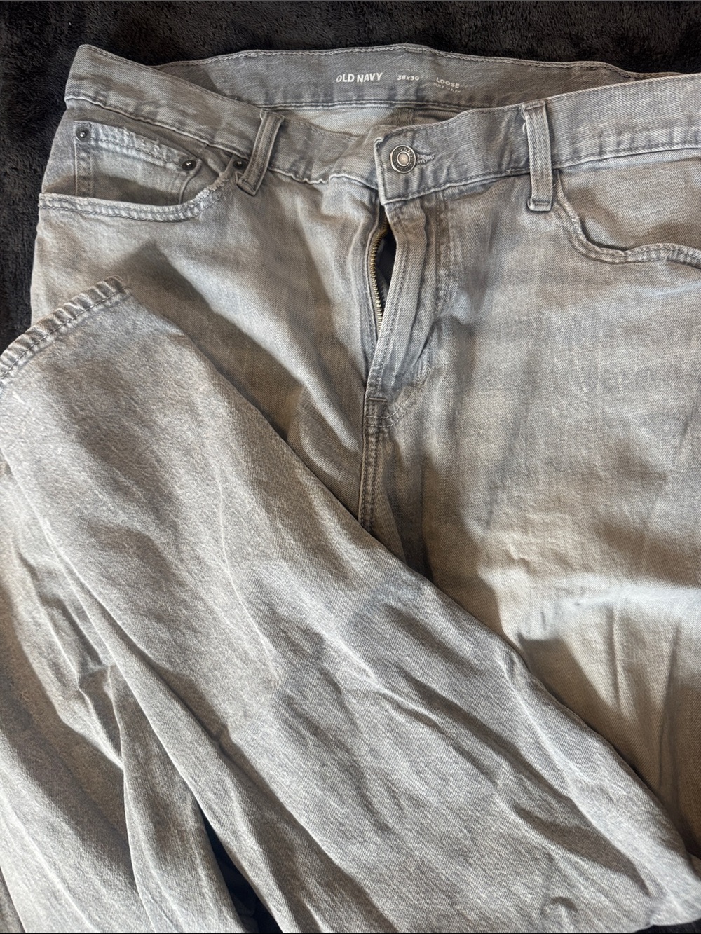 Old Navy Men's Light Gray Loose Jeans